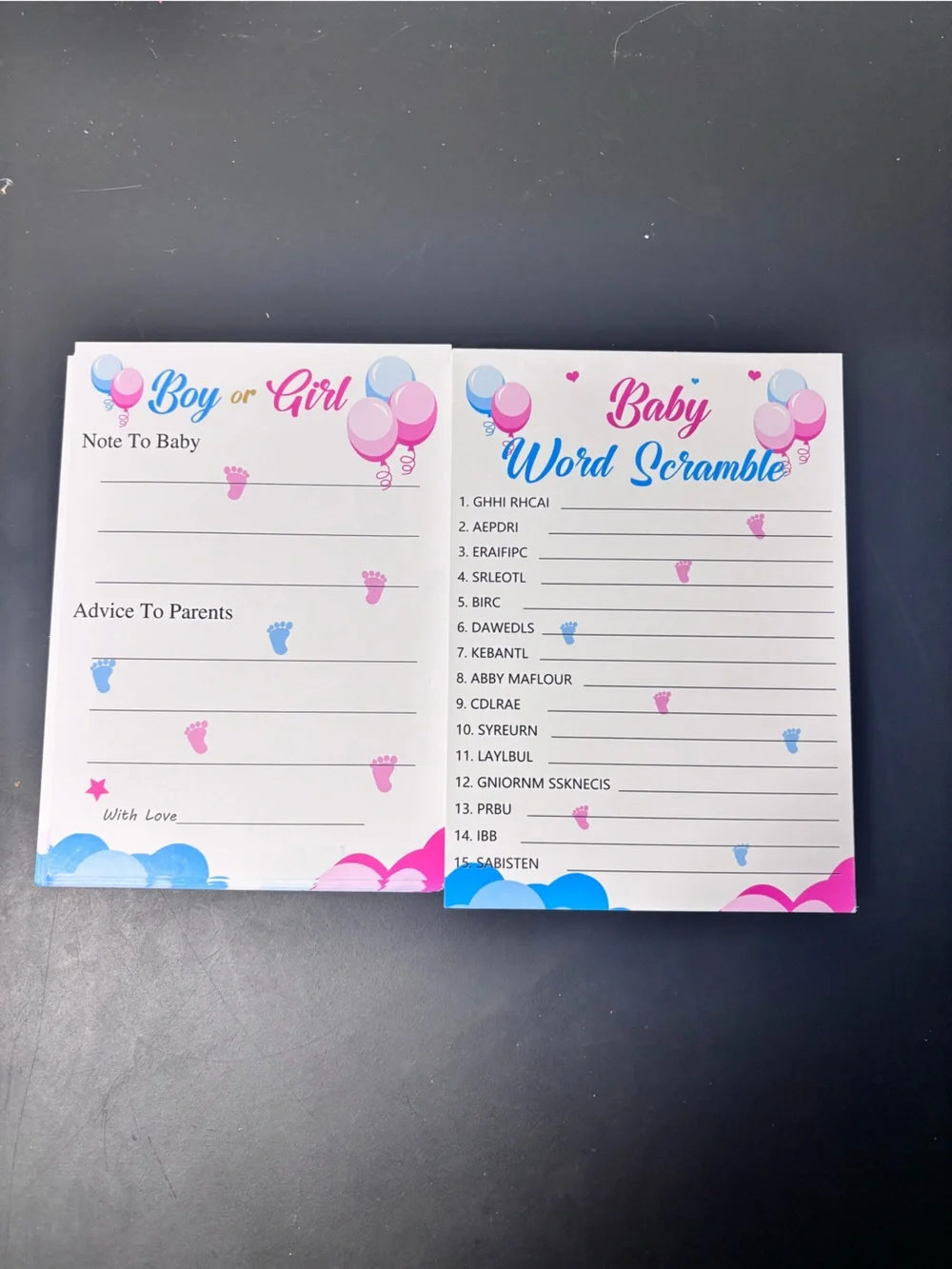 Gender Reveal Party Games - Pink & Blue Footprint Design
